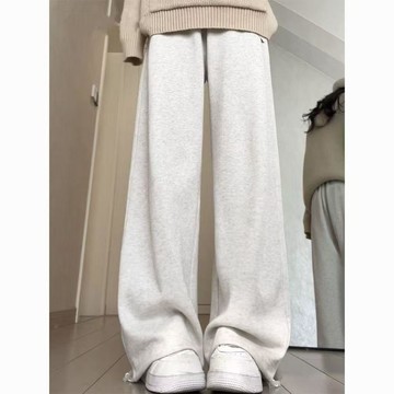 【大碼80-300斤】休閒闊腿褲女加絨高腰寬鬆休閒顯瘦百搭束腳褲子