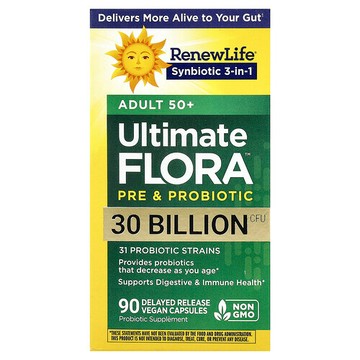 Renew Life, Ultimate Flora™ 益生菌，50 歲以上成年人，300 億 CFU，90 粒緩釋全素膠囊