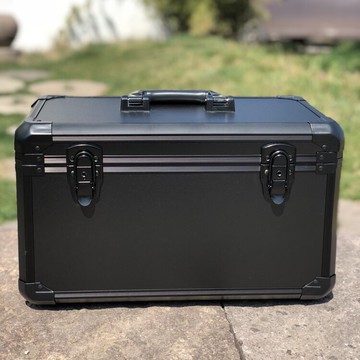 大中號黑色鋁合金多功能手提儀器箱 航模雙控工具箱配隔板海綿
