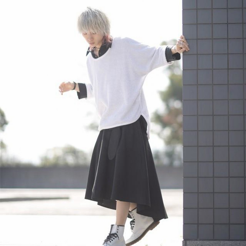 ロングスカート メンズ フィッシュテール ミモレ丈 ベルト 変形