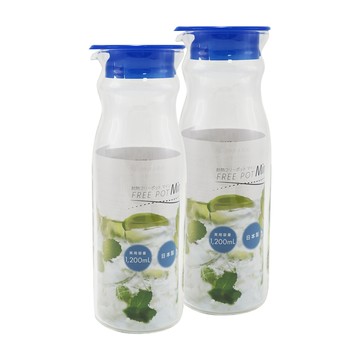 一品川流 日本製 HARIO 普魯士藍玻璃冷水壺-1200ml-2入X2組