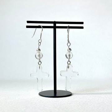 【白羊金牛座|4月】白水晶十字架耳環 消磁淨化 負能量平衡