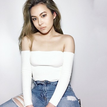 FINDSENSE G6 韓國時尚 露肩 針織衫 性感 短款 一字領 長袖上衣打底衫T恤女