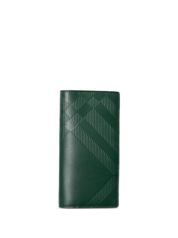 Burberry - check-debossed leather wallet - men - Polyamide/Calf Leather/Calf Leather - One Size - Green