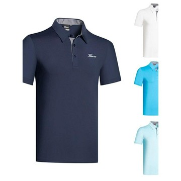 高爾夫球衣 運動上衣男 韓版男裝 春夏新款高爾夫男裝運動速乾免燙球衣戶外golf休閒大尺碼寬鬆POLO衫
