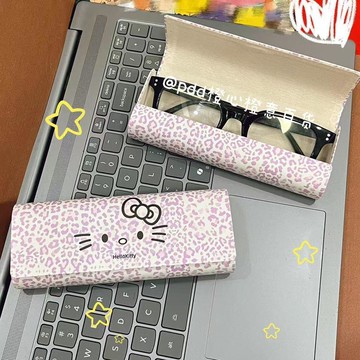 🔥精品優選🔥粉色豹紋HelloKitty眼鏡盒日系高顏值學生便攜抗壓近視眼鏡收納盒