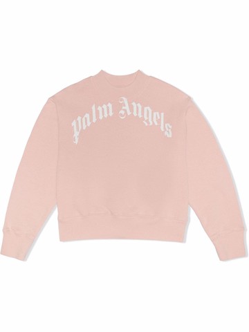 Palm Angels Kids - logo-print sweatshirt - kids - Cotton/Cotton/Elastane - 8 yrs - Pink
