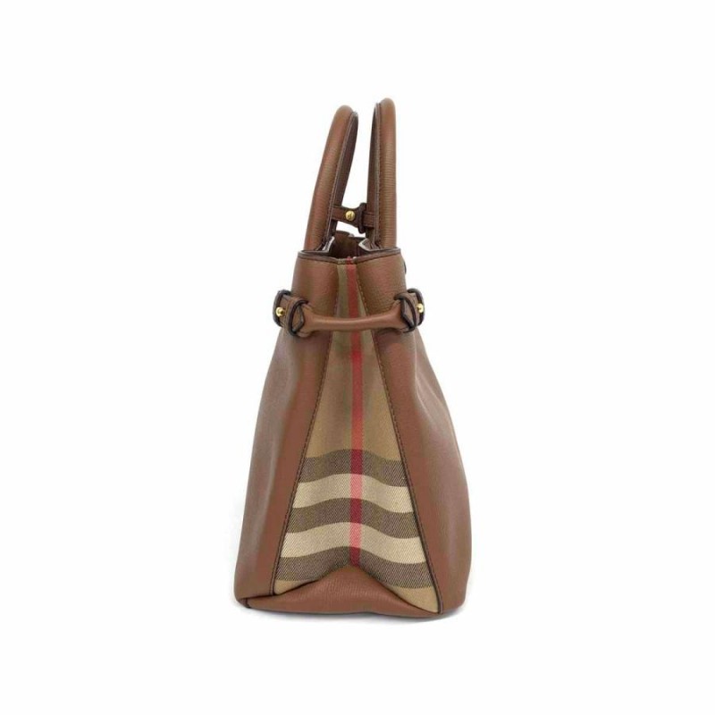 BURBERRY LONDON バーバリーロンドン 2WAYバッグ 良好 ブラウン レザー ハウスチェック レディース バナートート ショルダー  bag 鞄 | LINEブランドカタログ