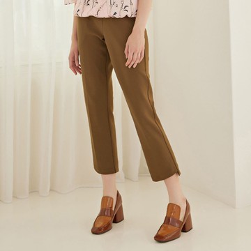 ILEY伊蕾 都會修身俐落寬版高腰直筒褲(咖色；M-XL)1224066437