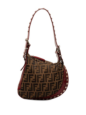 Fendi Pre-Owned - 2000-2010 Studded Zucca Oyster hobo bag - women - Canvas - One Size - Brown