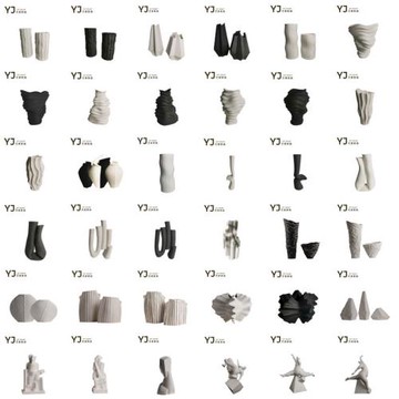 創意藝術陶瓷花瓶現代簡約花器樣板間民宿客餐廳擺件ys