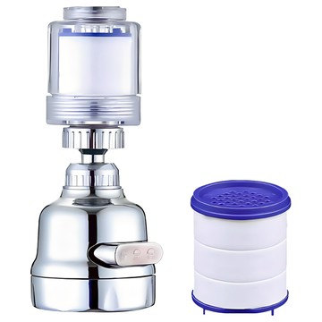 水龍頭過濾器透明款 水龍頭 x 1 + 裡面濾心 x 1 + 替換濾心 x 1  1組