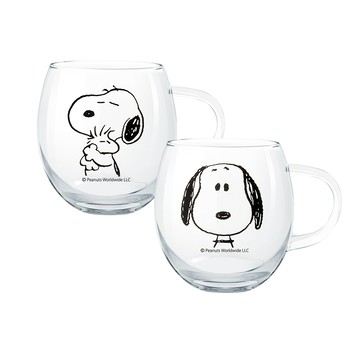 【康寧 Pyrex】SNOOPY史努比 超可愛黑白復刻耐熱玻璃杯/蛋型杯