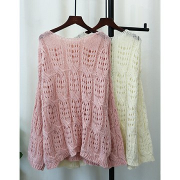 現貨+預購 針織衫長袖毛衣-寬鬆鏤空針織毛衣女上衣3色74jl44【獨家進口】【米蘭精品】