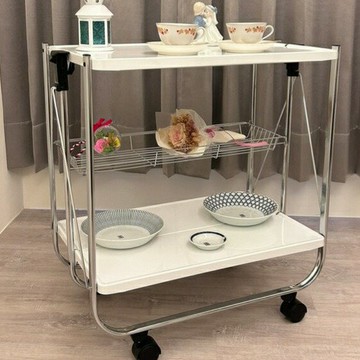 （DIY創意生活大師）矮款高雅白鉻雙色折合餐車 台灣製 (68*40*70)cm