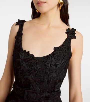 Oscar de la Renta Orchid embroidered guipure lace midi dress