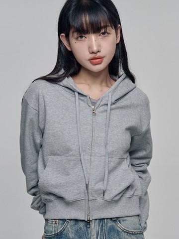 Roy Cropped Zip-up Melange Hoodie