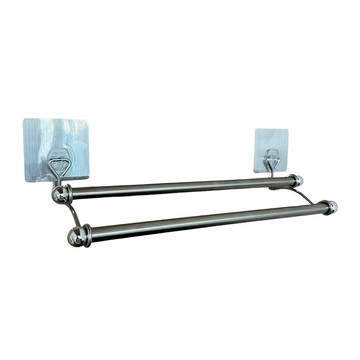 BEARGOOD 熊好貼 無痕掛勾毛巾架  90cm  雙桿 銀色  1組