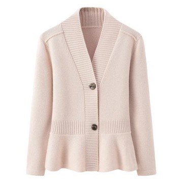 時尚休閑新款100純羊絨衫女開衫加厚保暖金銀絲外穿毛衣外套E3121