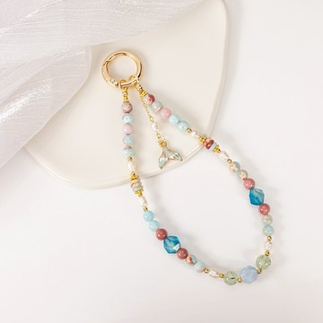 [快速出貨]【石之王】【手機鍊】彩浪 | 葡萄石/海藍寶/壽山石/瑪瑙/彩色晶石/珍珠