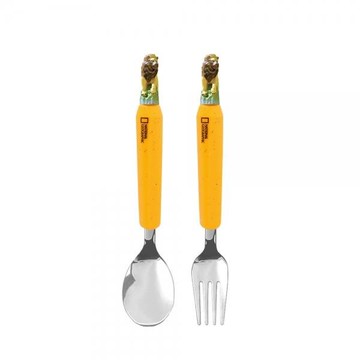 National Geographic國家地理 立體不鏽鋼匙叉組-獅子Lion(8809639579008) 450元