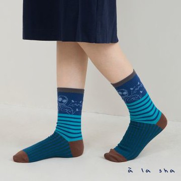 a la sha a家族繽紛條紋襪