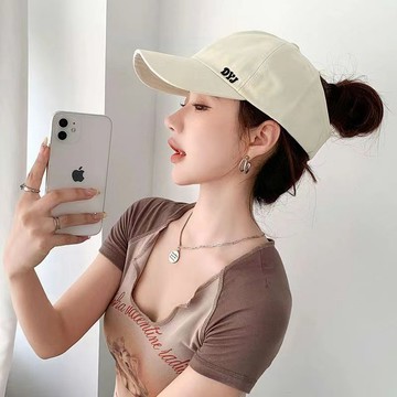 潮流 時尚 棒球帽 女士 空顶 可扎 马尾 帽子 夏季 防晒 遮阳帽 鸭舌帽 洋气 时尚 太阳帽