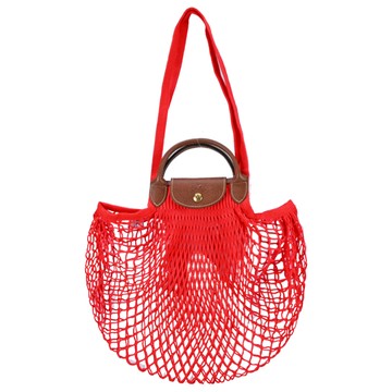 [平輸版]LONGCHAMP LE PLIAGE FILET系列網狀棉質兩用包(紅)真品平輸