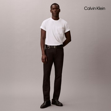 【Calvin Klein】 CK 修身直筒經典藍黑牛仔褲_藍色