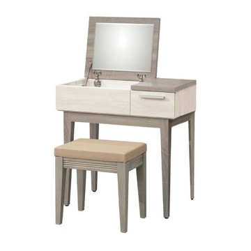 APP下單享點數4%｜【綠家居】芙娜雙色2.5尺單抽上掀式鏡台/化妝台組合(鏡台＋化妝椅)