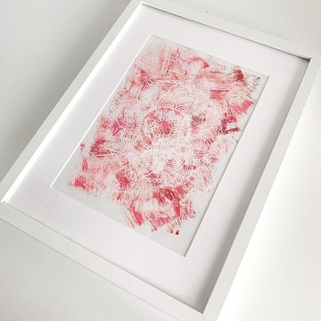 帶框 A4 海報紅色曼陀羅冥想神聖藝術精神多彩家居裝飾