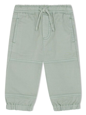 Stella McCartney Kids - logo-patch tapered trousers - kids - Sustainable Cotton - 12 - Green