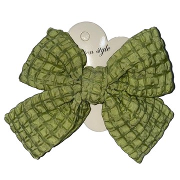 SY 手做兒童造型壓夾 髮夾  蝶結皺褶綠  單一尺寸