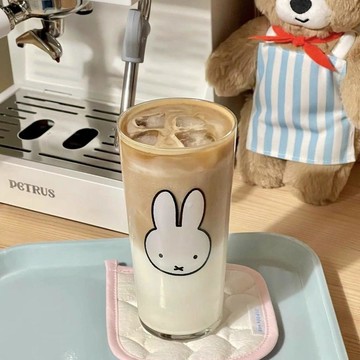 🍓石頭好物🍓卡通miffy米菲兔玻璃杯牛奶咖啡果汁杯可愛高顏值中古杯子耐高溫