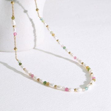 晨星。碧璽珍珠項鍊