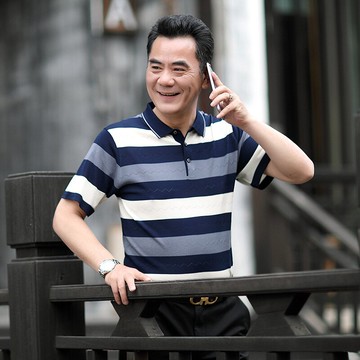 中老年短袖t恤夏裝中年秋季短袖人爸爸男裝春季爺爺裝男士純棉