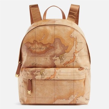 Alviero Martini 義大利地圖包 PU尼龍後背包28cm-地圖黃