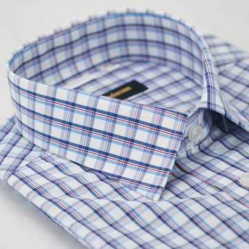 【金安德森】藍紅格紋窄版襯衫-短袖