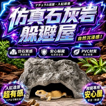 【現貨】仿真石灰岩爬蟲躲避屋 守宮蜥蜴藏身洞 PVC仿石洞穴 陸龜青蛙休息窩 爬寵箱造景裝飾擺件 小型兩棲寵物用品通用