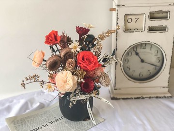 【竒花】黑金高級永生乾燥花盆栽 生日禮物 開幕升遷 新居禮