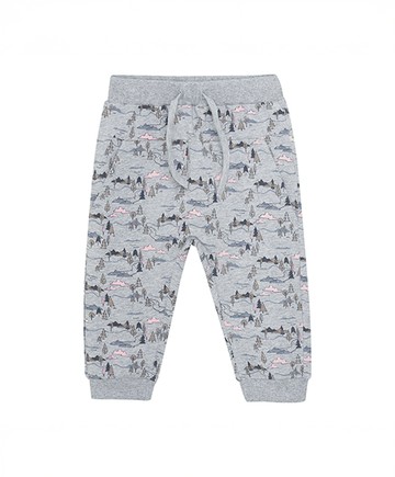 山水灰藍色縮口長褲80cm