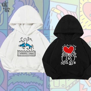 凱斯哈林美國涂鴉藝術家Keith Haring聯名連帽衛衣男女兒童裝外套