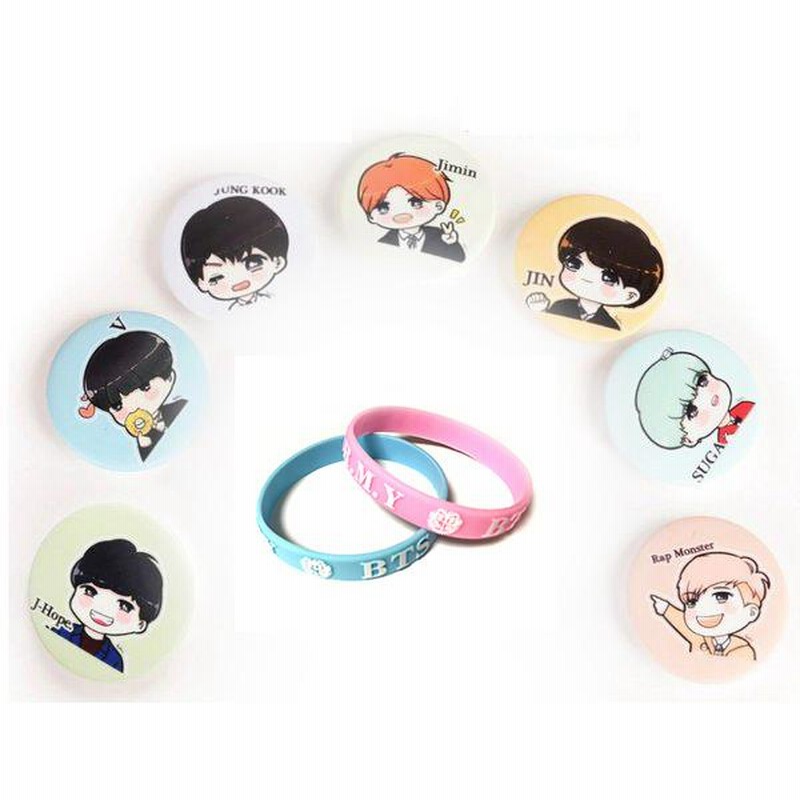防弾少年団 BTS ブレスレット & キャラクターバッジ の セット 防弾少年団 BTS ブレスレット & キャラクターバッジ の セット