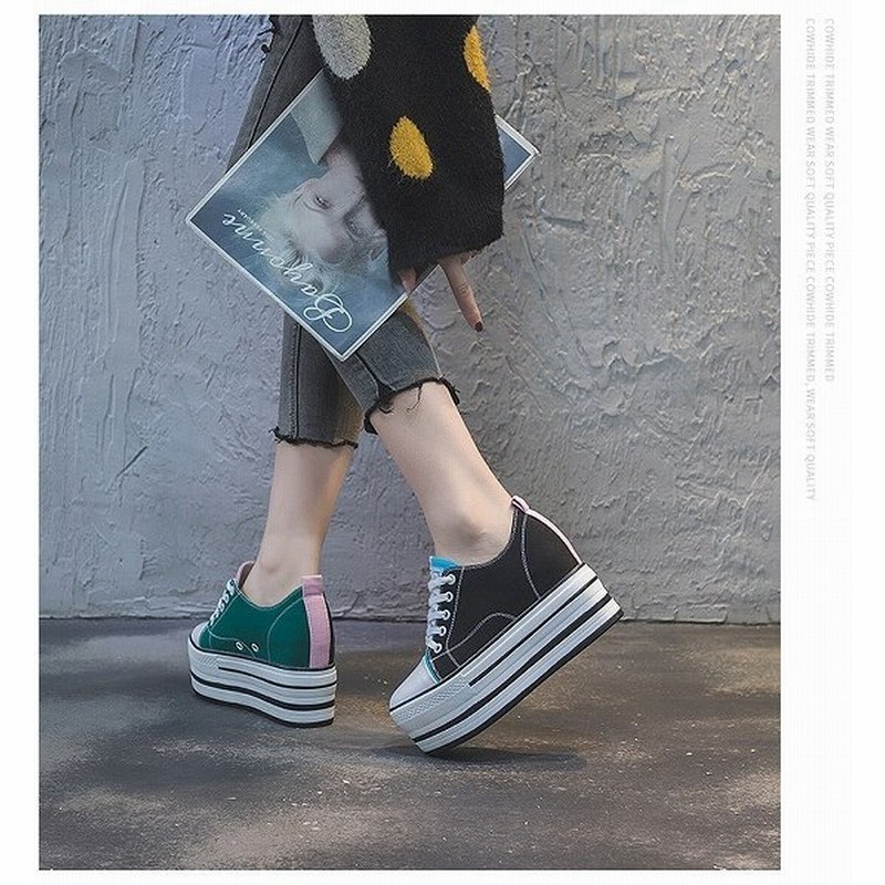 シューズ スニーカー プラットフォームシューズ 厚底 ハイヒール インヒール 運動靴 ズック靴 キャンバス かわいい かっこいい 通販 Lineポイント最大get Lineショッピング