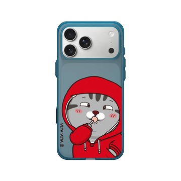 iPhone 17 Pro Max Clear (相機按鈕) 夜幕藍 - VITA VITA．塔仔是隻貓 - 吃到鬥雞眼款