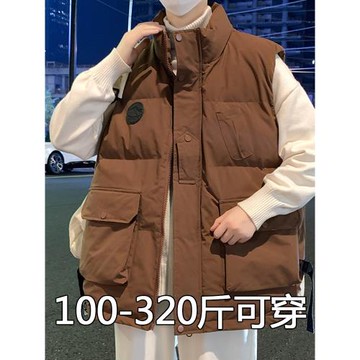 大碼馬甲男秋冬季立領工裝羽絨棉馬夾加肥加大胖子寬松背心外套潮