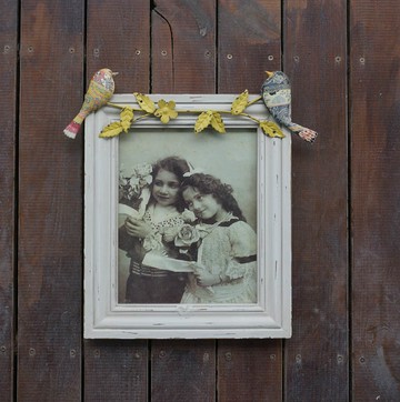 出口尾單 實木復古做舊鐵質立體小鳥相框 掛墻 懷舊風格1入