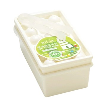 KEYTOSS 詰朵斯 環保大丸製冰器 冰盒冰夾組 上層製冰下層收納 球型製冰 18顆大圓造型 台灣製造  1組  22 x 12 x 9.5公分  白