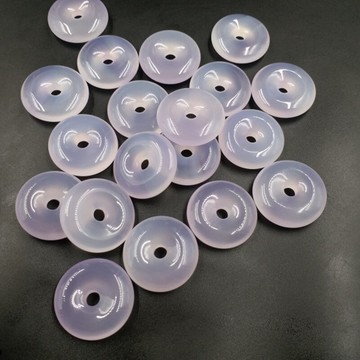 高檔精美 天然玉石a貨冰種玉髓平安扣掛件淺藍色玉髓平安扣吊墜