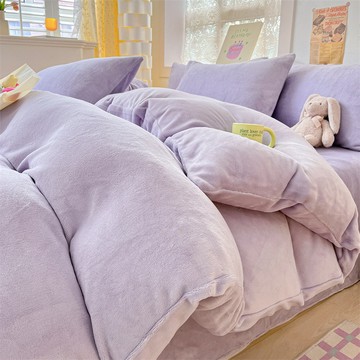 秋冬加厚牛奶絨四件套兔毛絨雙面加絨被套保暖發熱床包單人三件套